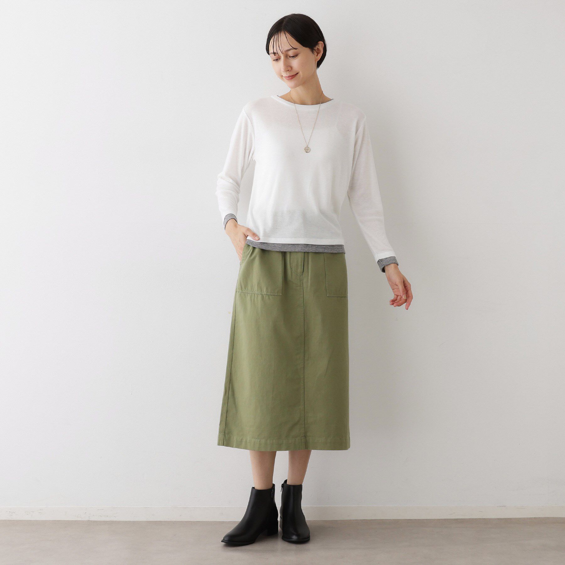 Dessin「【洗える】バイカラーシアーリブカットソー」|Tシャツ・カットソー|