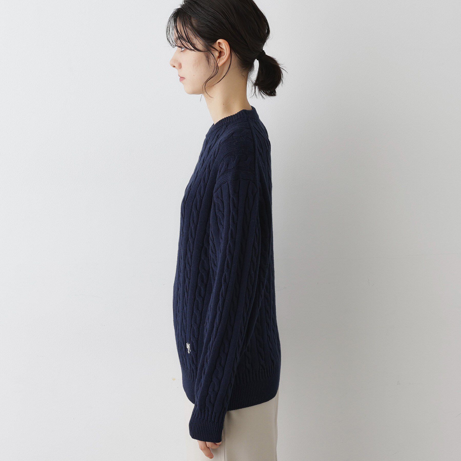 Dessin「【ユニセックス・洗える】クルーネックケーブルニット」|ニット・セーター|