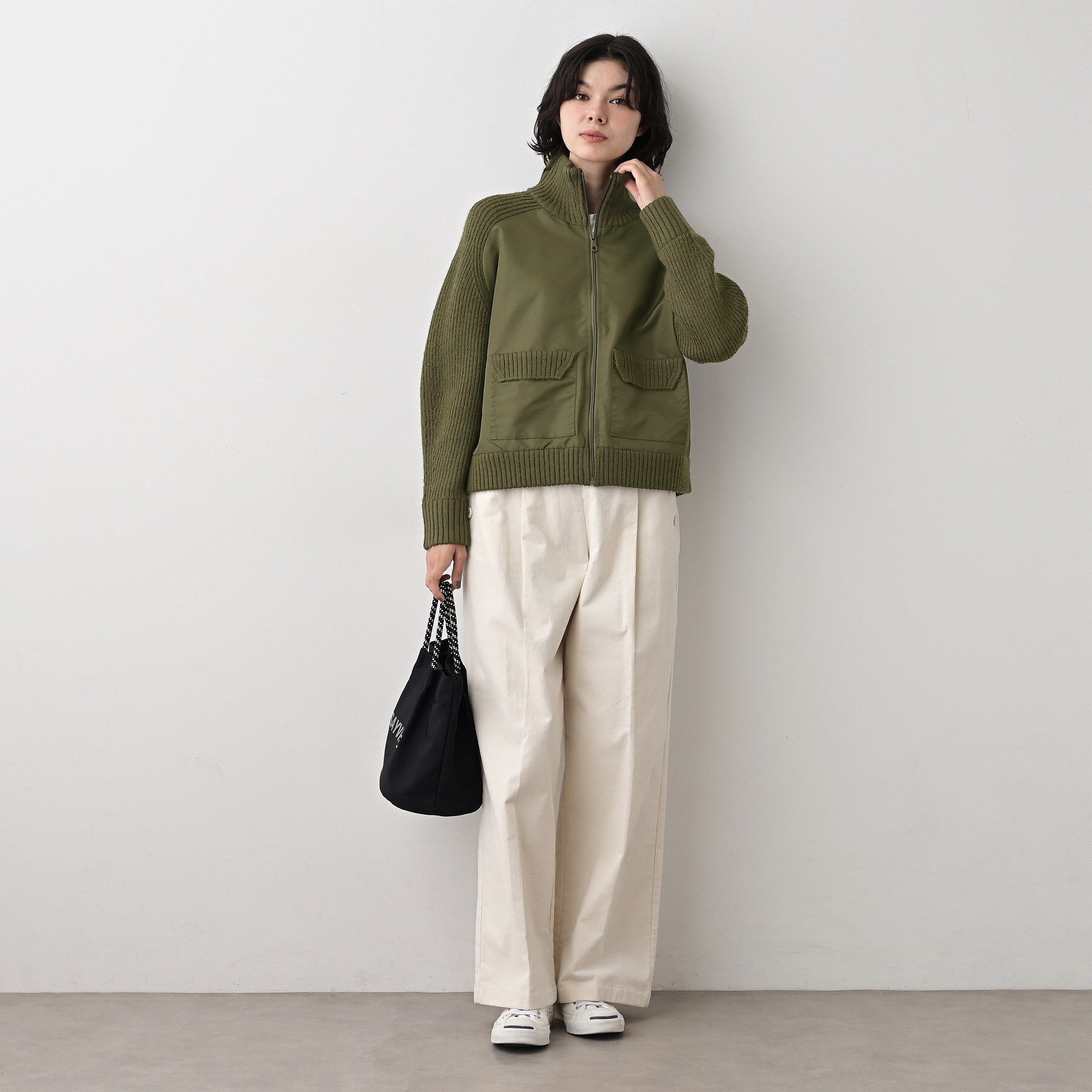 Dessin「【洗える】異素材ミックスジップブルゾン」|ブルゾン・スタジャン|