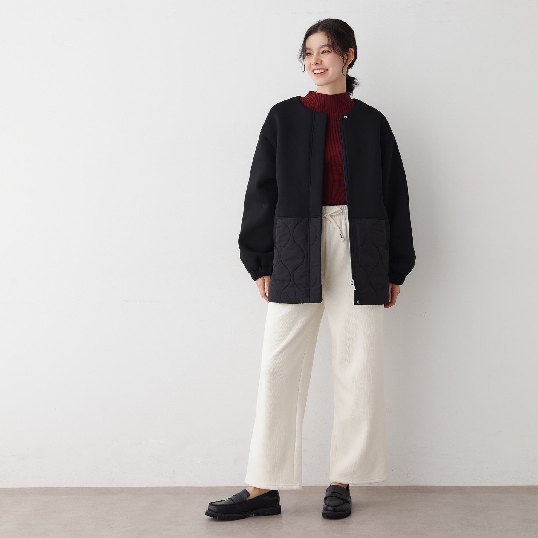 Dessin「【洗える】ダンボールコンビノーカラーコート」|ノーカラーコート|