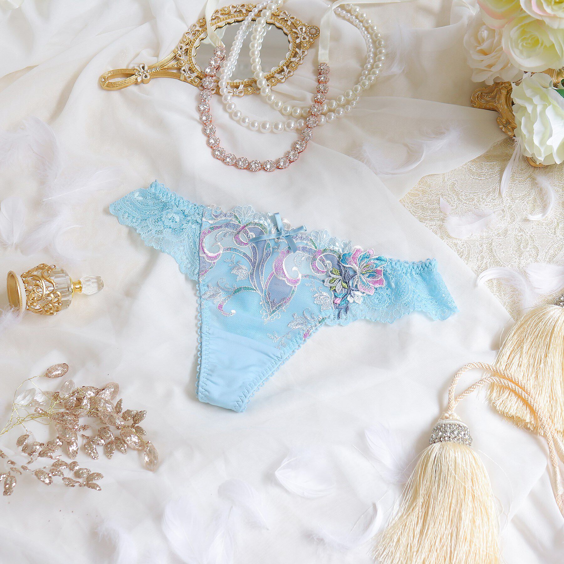 Risa Magli「シトリン Tバックショーツ」|インナー|ブルー(092)