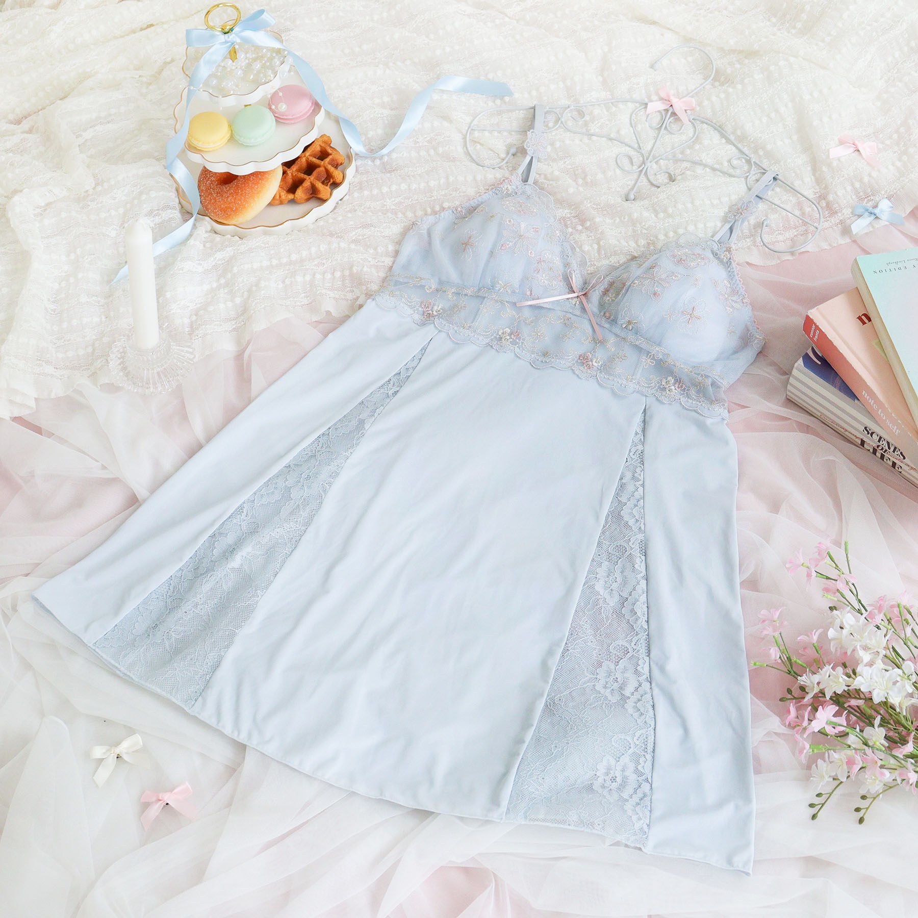 Risa Magli「キャシー カップ付スリップ」|キャミソール|ブルー(092)