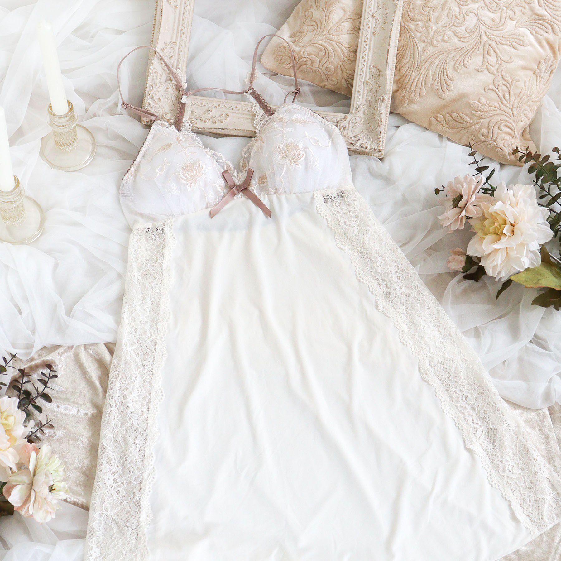 Risa Magli「エレノア カップ付スリップ」|キャミソール|アイボリー(004)