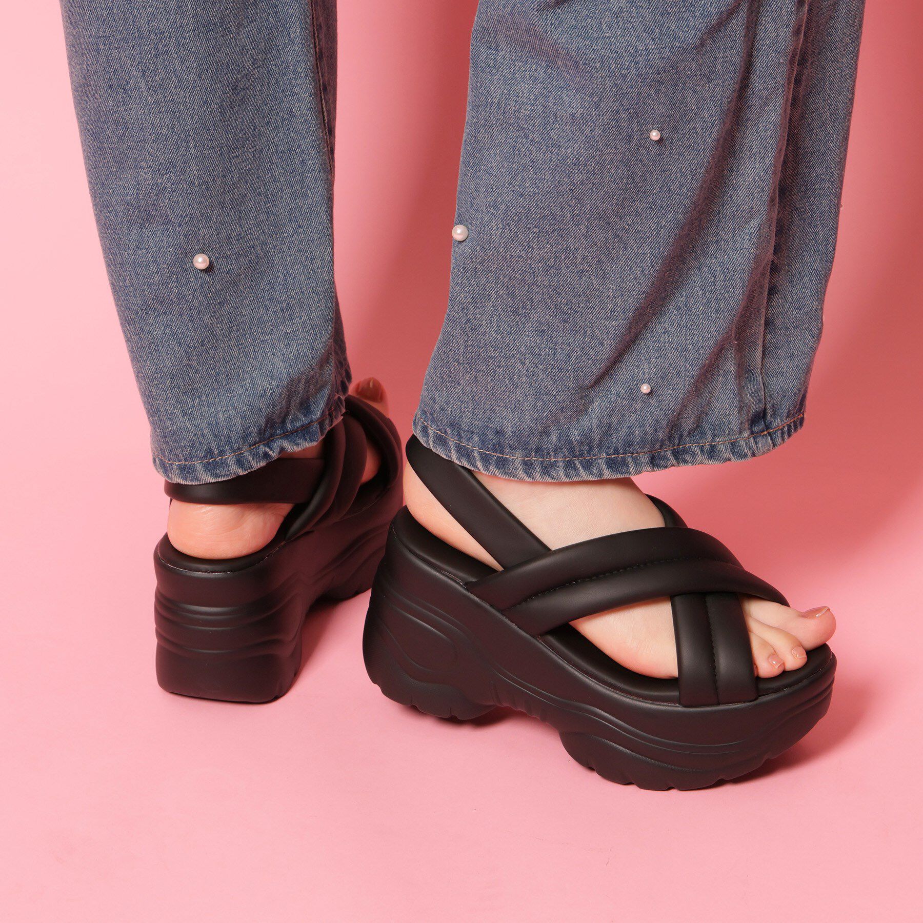 csT&P「厚底クロスサンダル パデットサンダル」|サンダル|