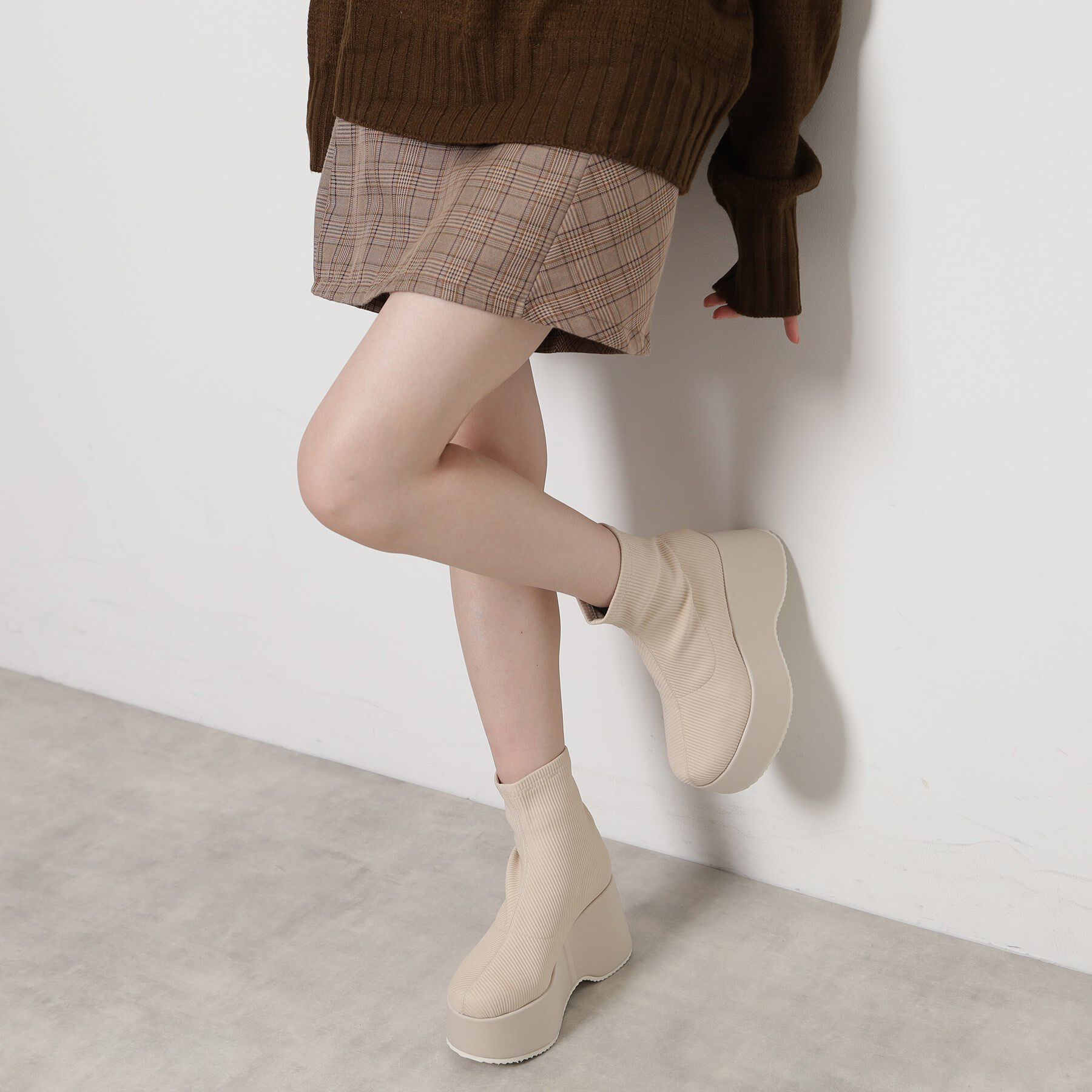 ESPERANZA「厚底ニットショートブーツ」|ショートブーツ|