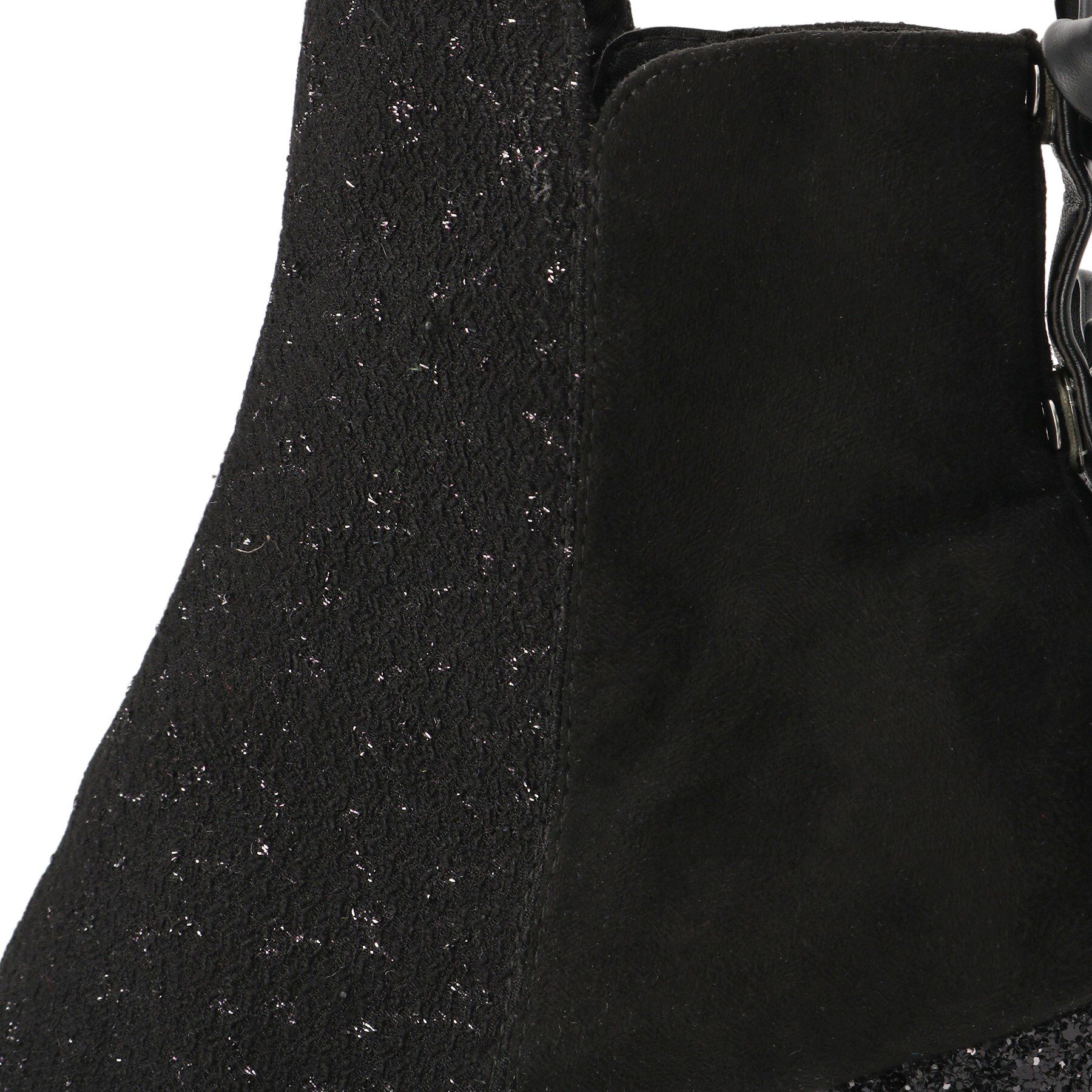 ESPERANZA「【ラク盛り/ショートブーツ】バックリボングリッターヒールショートブーツ」|ショートブーツ|