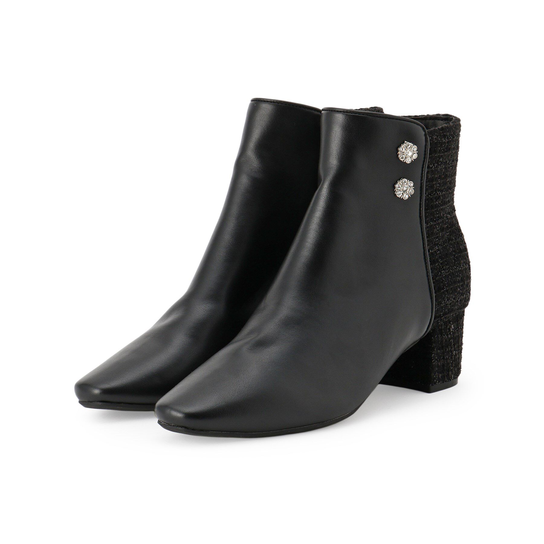 ESPERANZA「ビジュー付きツイードショートブーツ」|ショートブーツ|