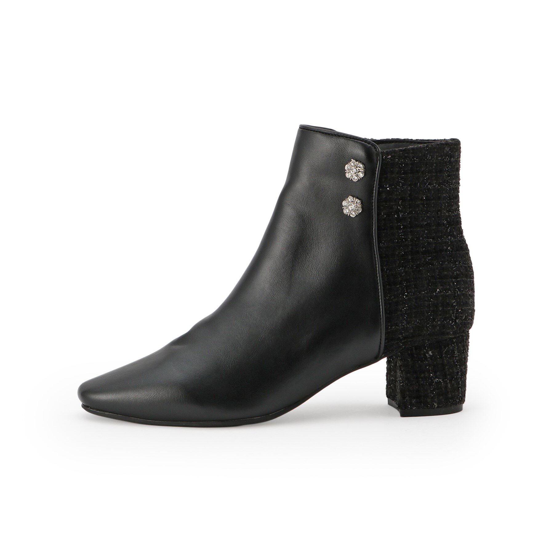 ESPERANZA「ビジュー付きツイードショートブーツ」|ショートブーツ|