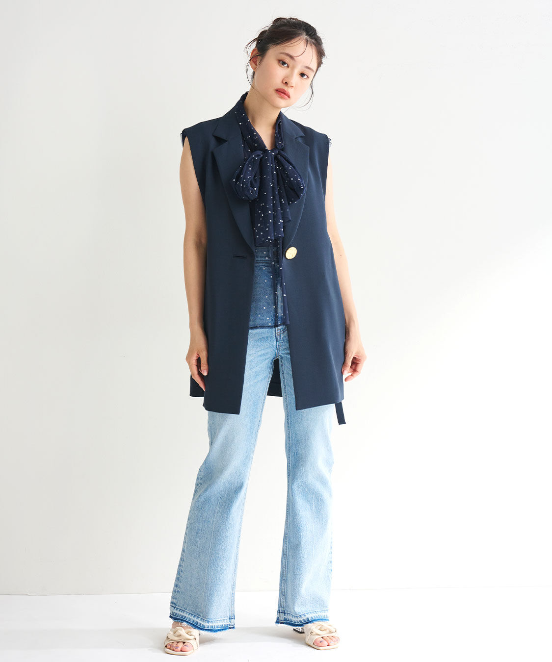 COCO DEAL「ドットチュールリボンブラウス」|シャツ・ブラウス|