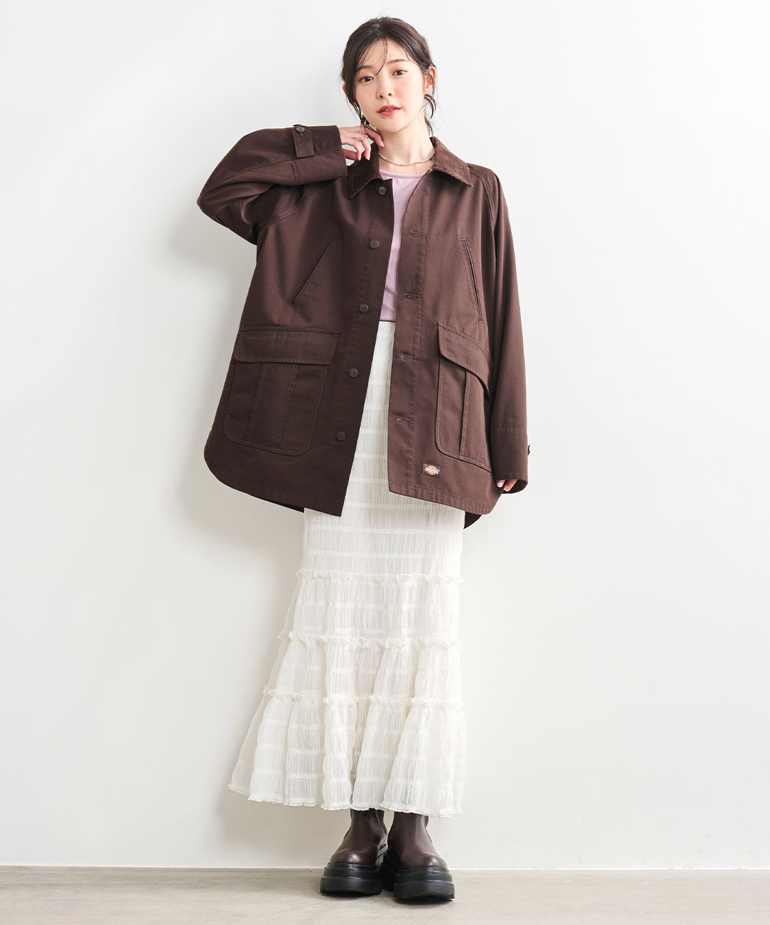 COCO DEAL「シアーボーダーティアードスカート」|スカート|