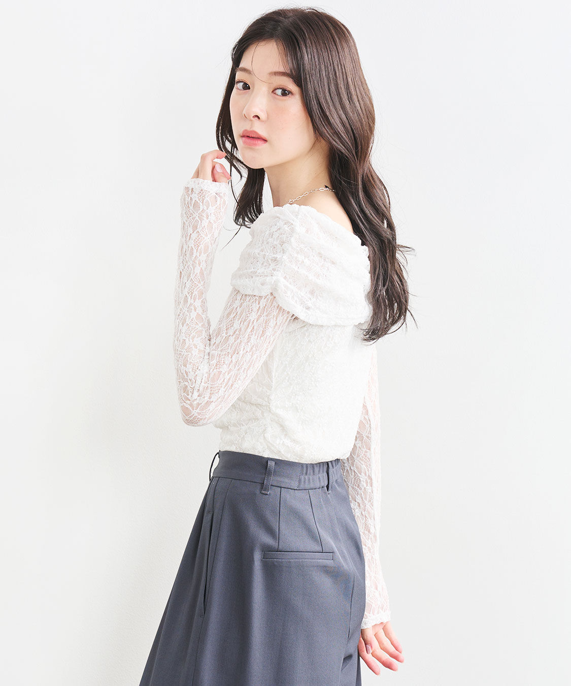 COCO DEAL「ストレッチレースオフショルトップス」|Tシャツ・カットソー|