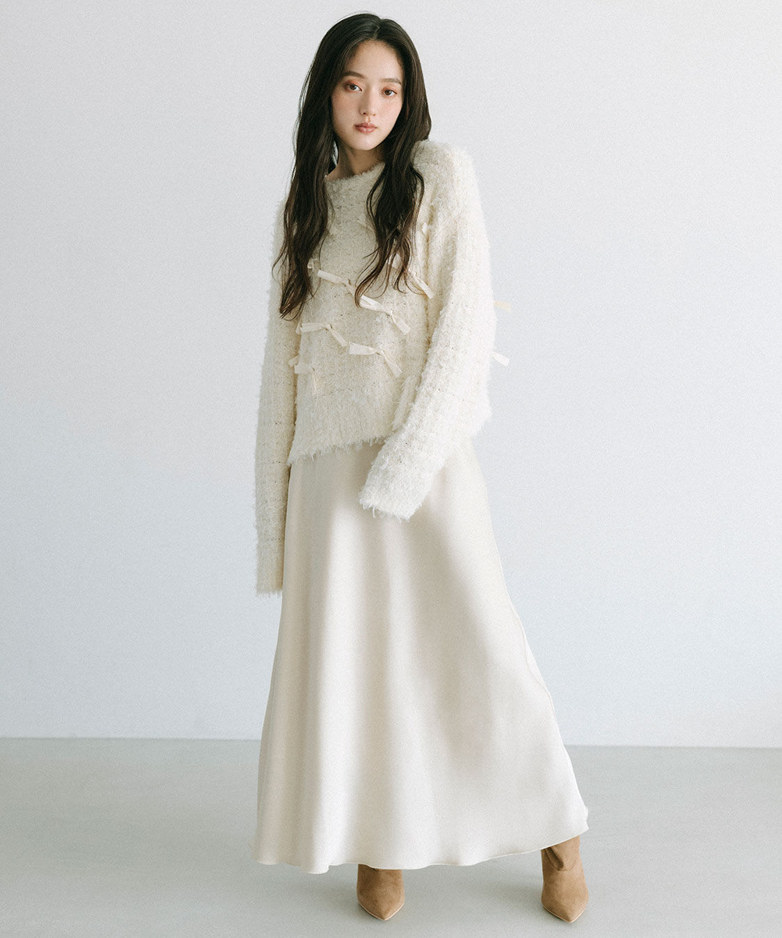 COCO DEAL「サテンナロースカート」|スカート|アイボリー