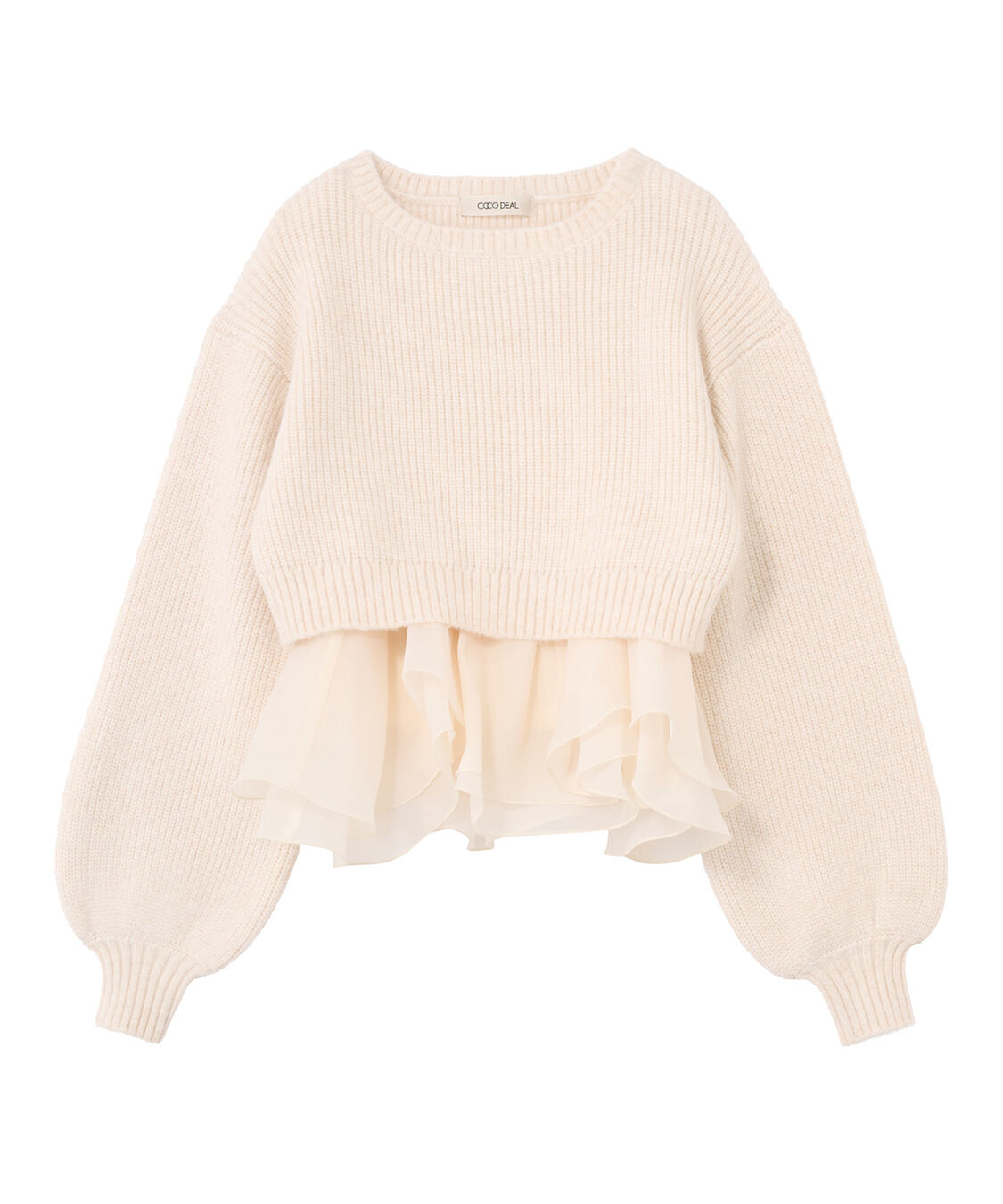 COCO DEAL「ペプラムブラウス&times;パフスリーブニットセット」|シャツ・ブラウス|ベージュ