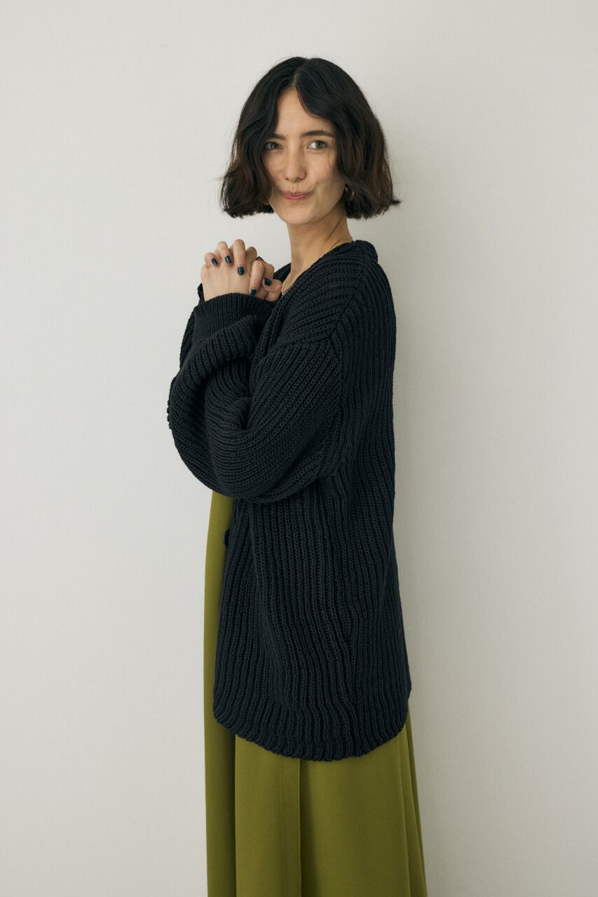 MOUSSY「メランジニットカーディガン　コットン&times;リサイクルポリエステル混」|カーディガン|