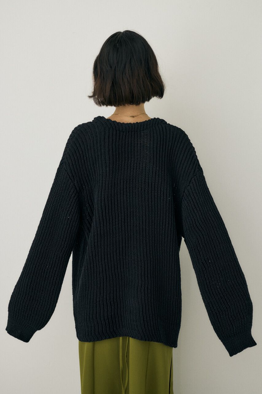 MOUSSY「メランジニットカーディガン　コットン&times;リサイクルポリエステル混」|カーディガン|