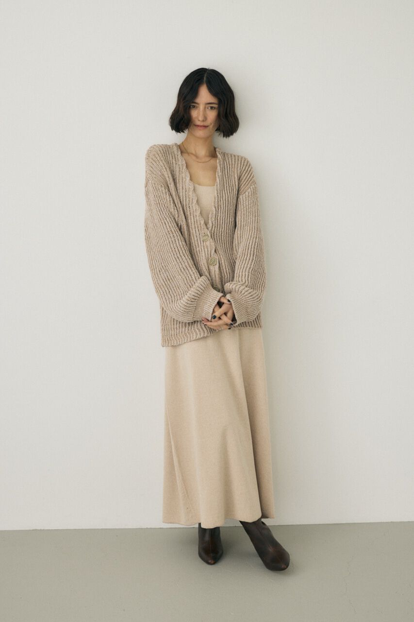 MOUSSY「メランジニットカーディガン　コットン&times;リサイクルポリエステル混」|カーディガン|L/BEG1