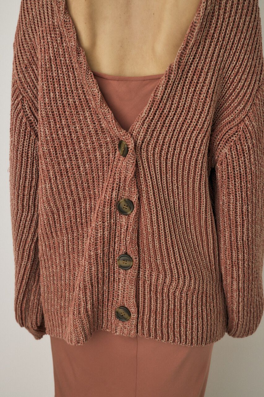 MOUSSY「メランジニットカーディガン　コットン&times;リサイクルポリエステル混」|カーディガン|