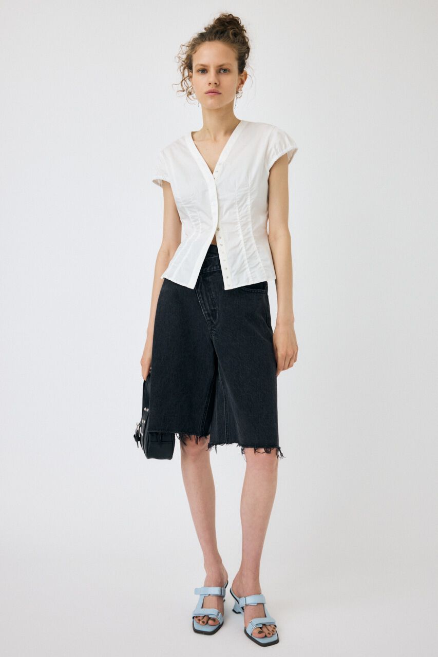 MOUSSY「CROSS WAIST ハーフパンツ」|デニム|