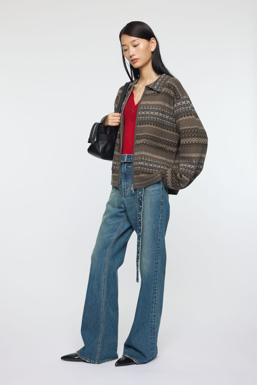 MOUSSY「FAIR ISLE KNIT ジャケット」|カーディガン|