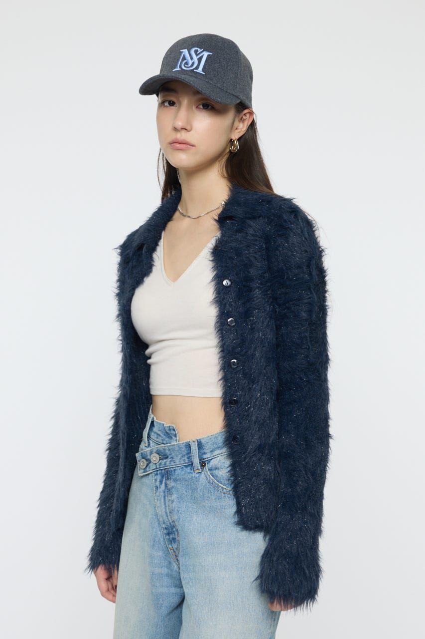 MOUSSY「FEATHER LIKE KNIT シャツ」|ニット・セーター|D/NVY3