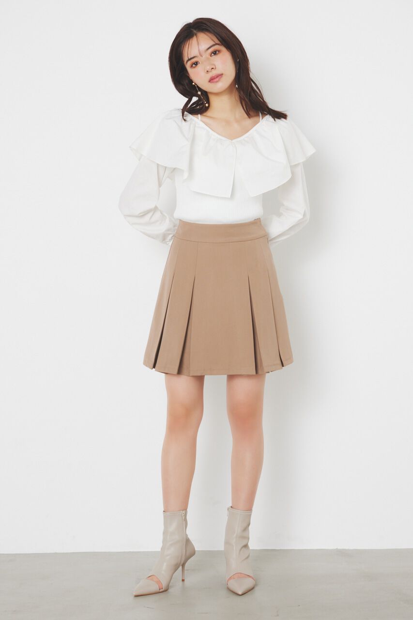 rienda「フリルネック布帛コンビKnit TOP」|ニット・セーター|