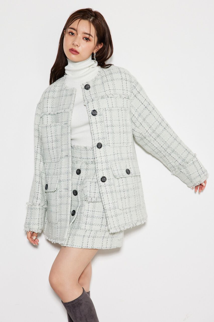 rienda「ノーカラーツイードウールMIX CT」|その他|