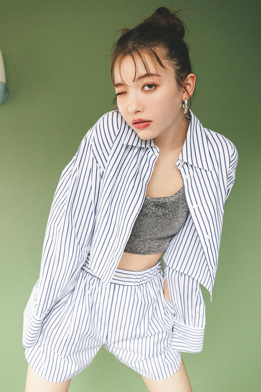 rienda「2WAYショートSH TOP」|シャツ・ブラウス|柄WHT5