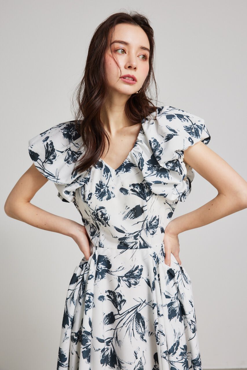 rienda「バルーンSLVデザインフレアOP」|ワンピース|