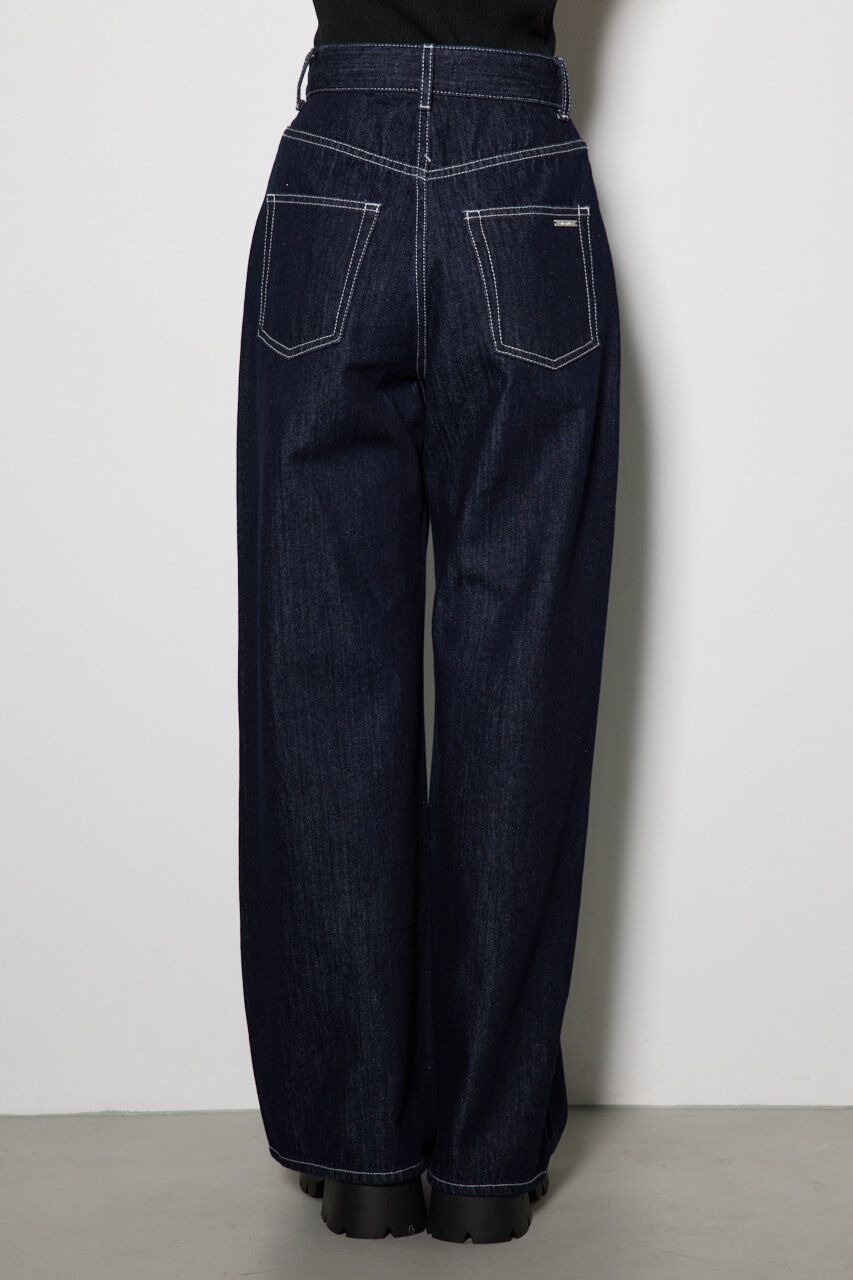 rienda「スリムタックワイドデニムパンツ」|デニム|