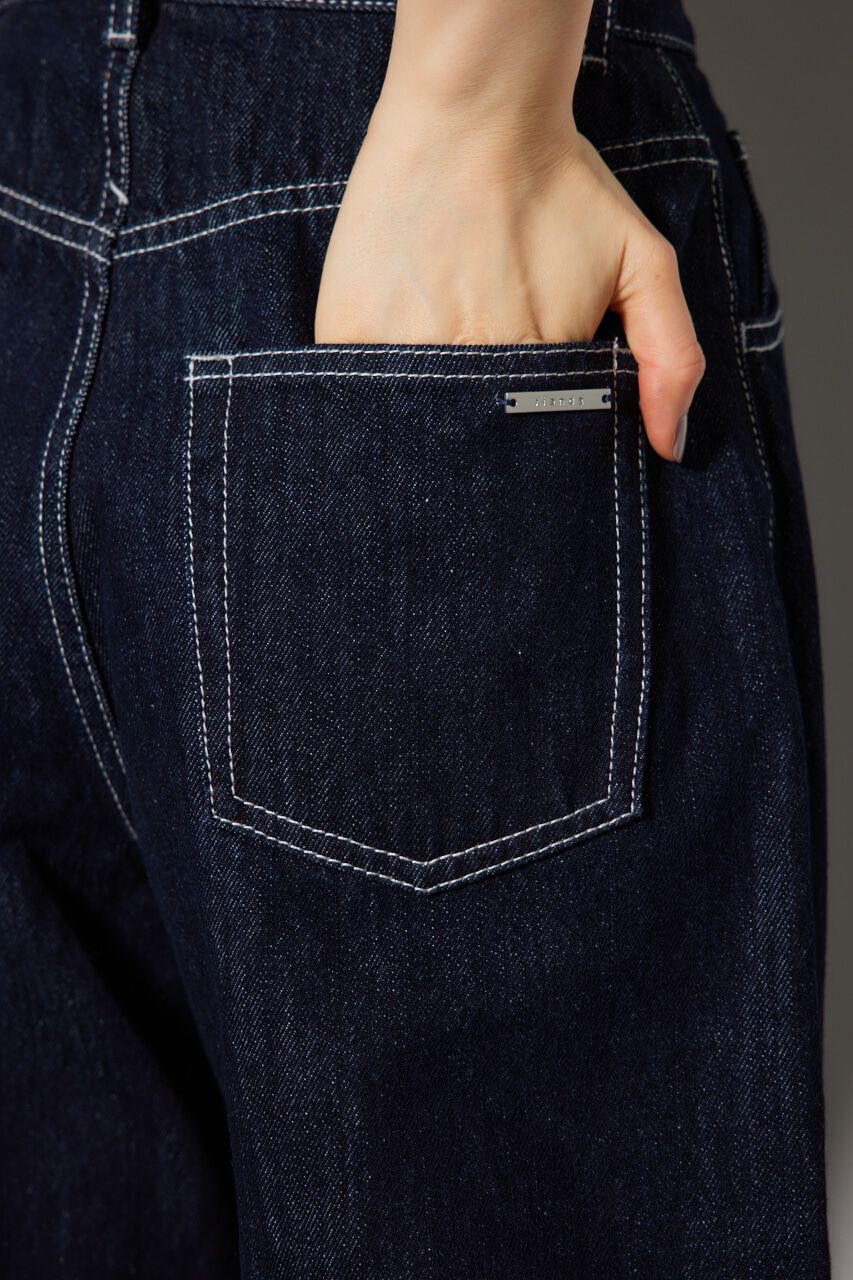 rienda「スリムタックワイドデニムパンツ」|デニム|