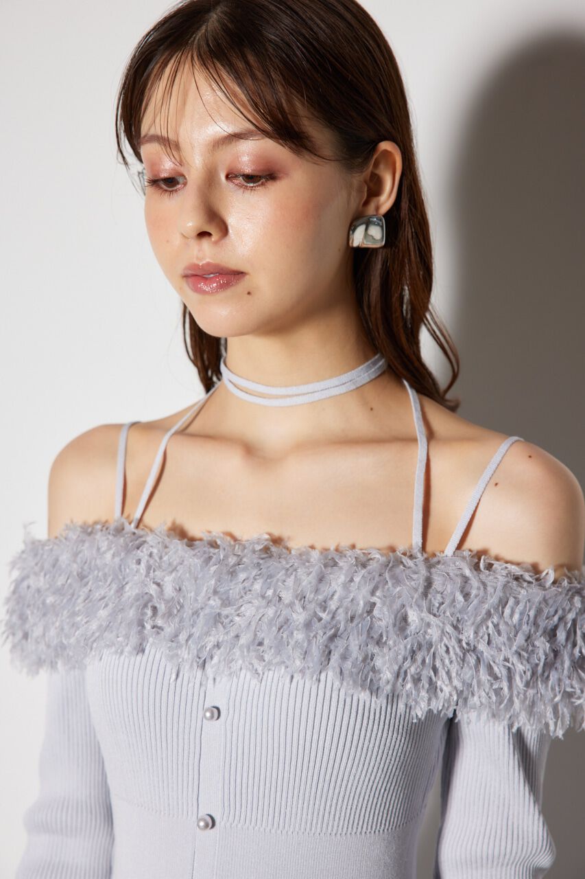 rienda「フェイクファーオフショルタイトニットワンピース」|ワンピース|