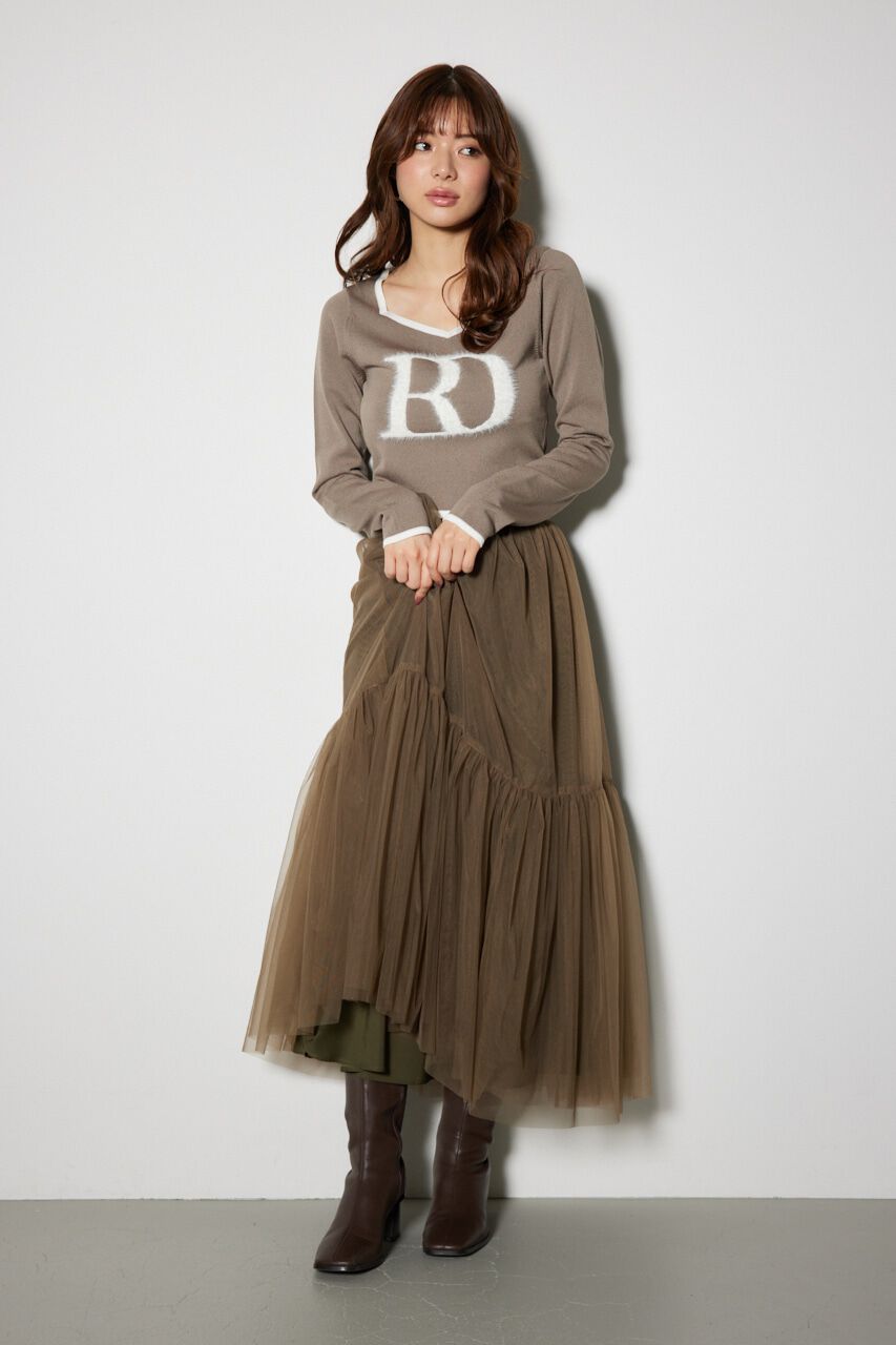 rienda「BIG Rロゴロング スリーブ ニット トップス」|ニット・セーター|