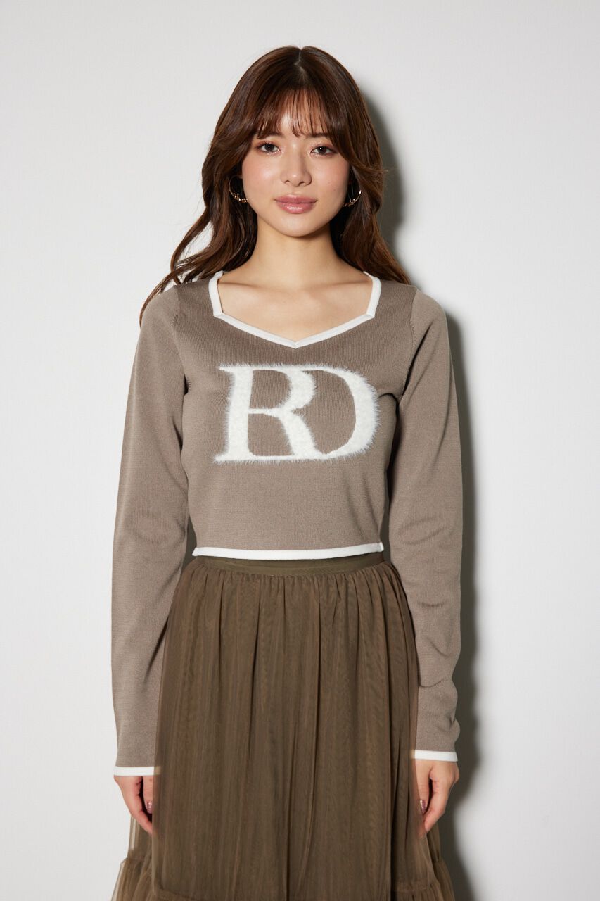rienda「BIG Rロゴロング スリーブ ニット トップス」|ニット・セーター|