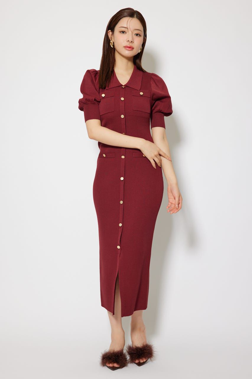 rienda「パフスリーブニットタイトワンピース」|ワンピース|