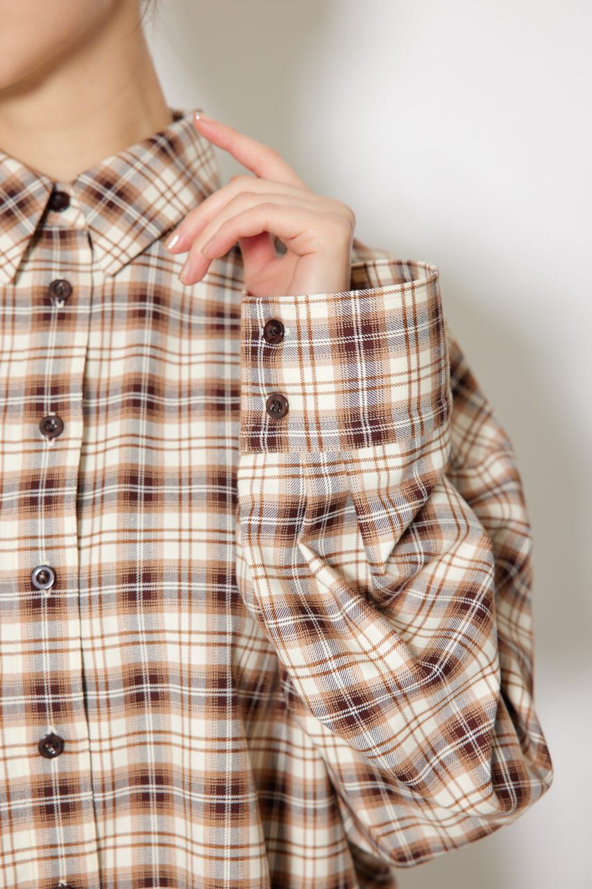 rienda「フロントショートチェックシャツ」|シャツ・ブラウス|