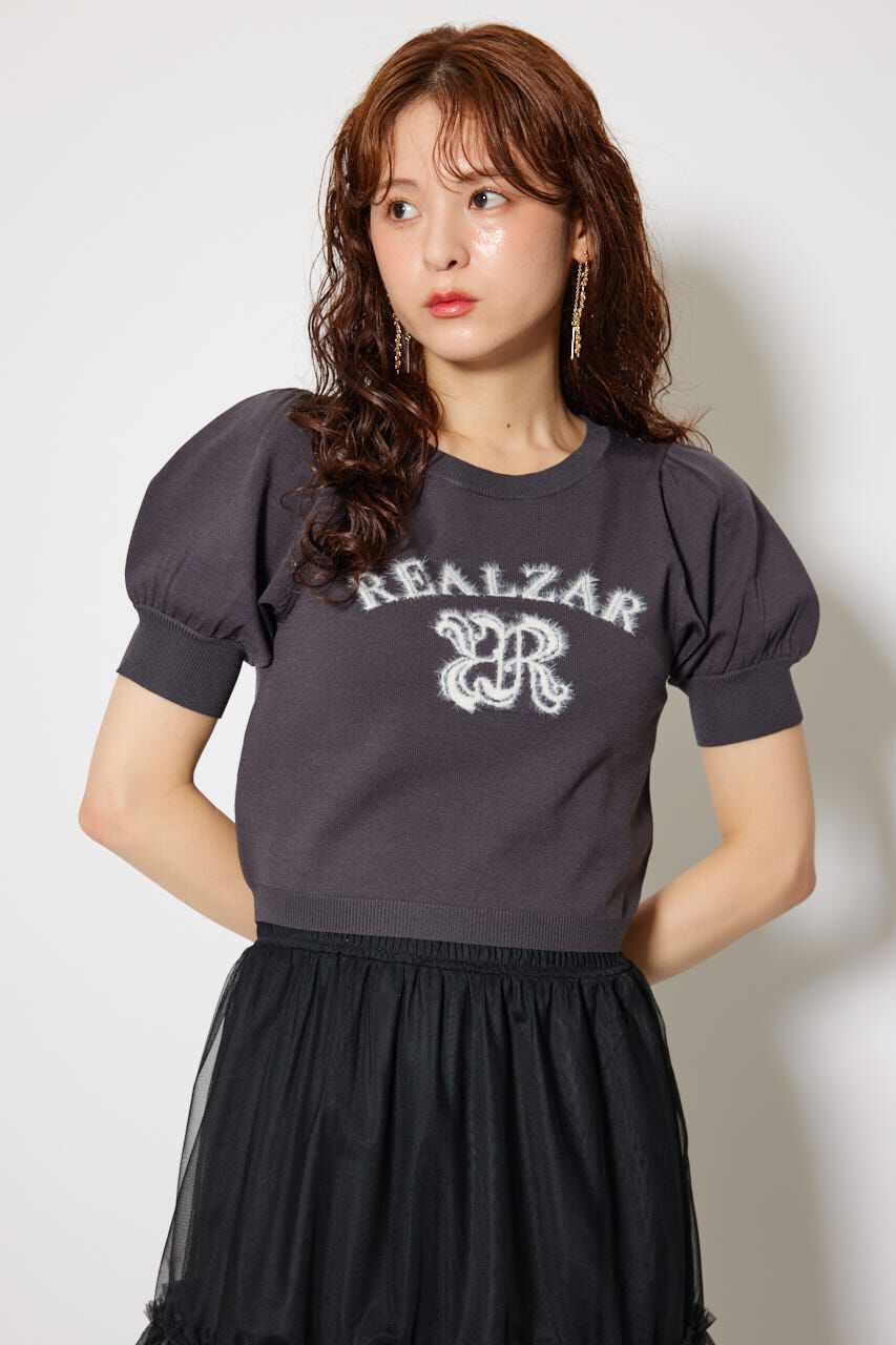 rienda「ジャガードロゴニットトップス」|ニット・セーター|