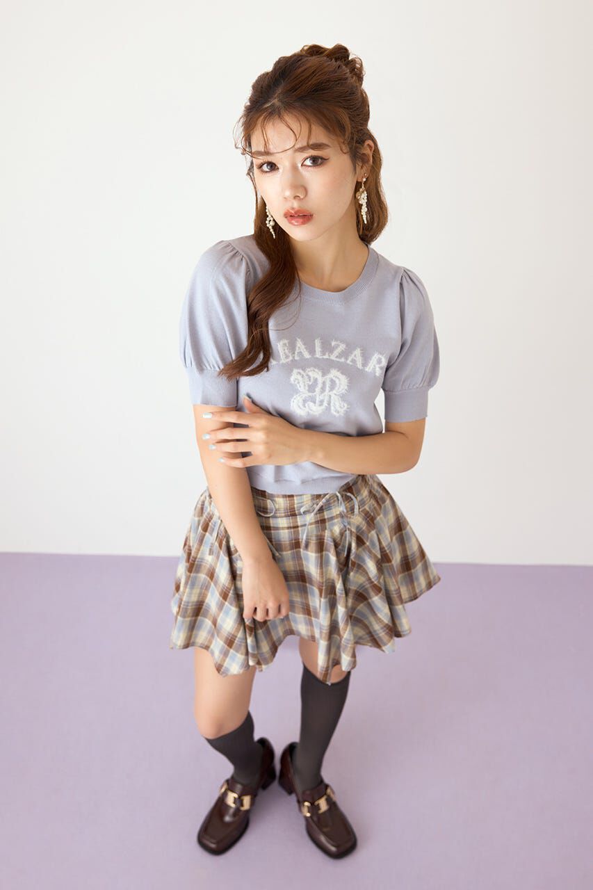 rienda「ジャガードロゴニットトップス」|ニット・セーター|L/BLU1