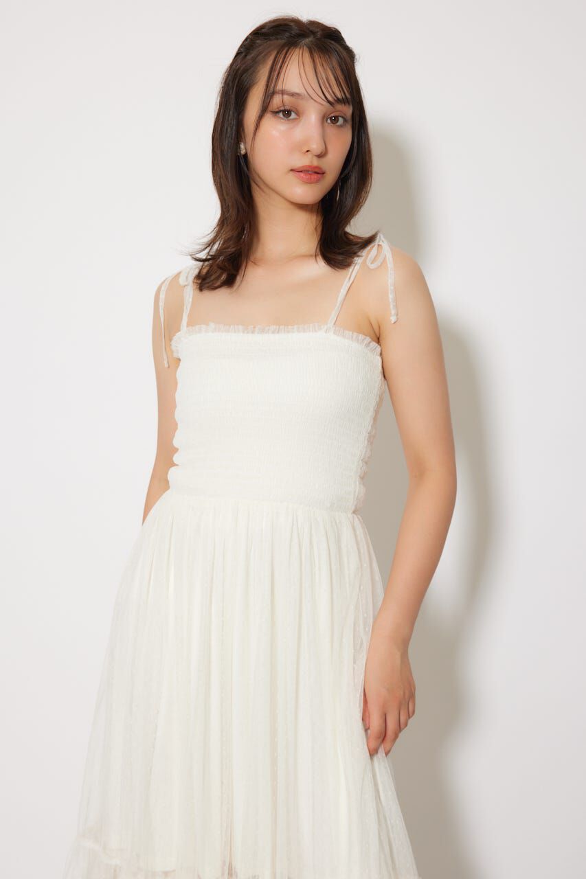 rienda「ニットカーディガンセットドットチュールフレアワンピース」|ワンピース|