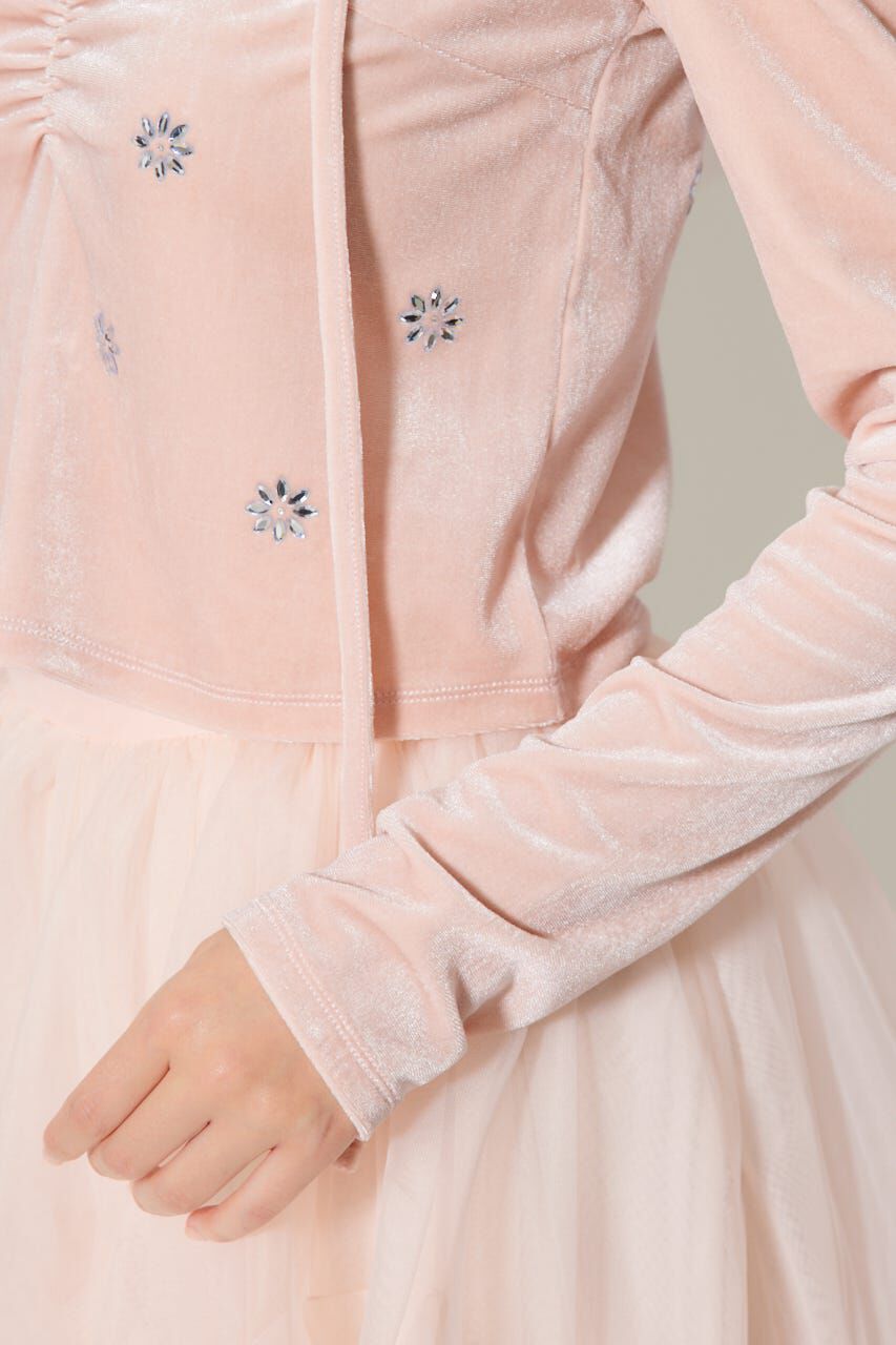 rienda「チョーカーセットフラワービジューベロアトップス」|Tシャツ・カットソー|