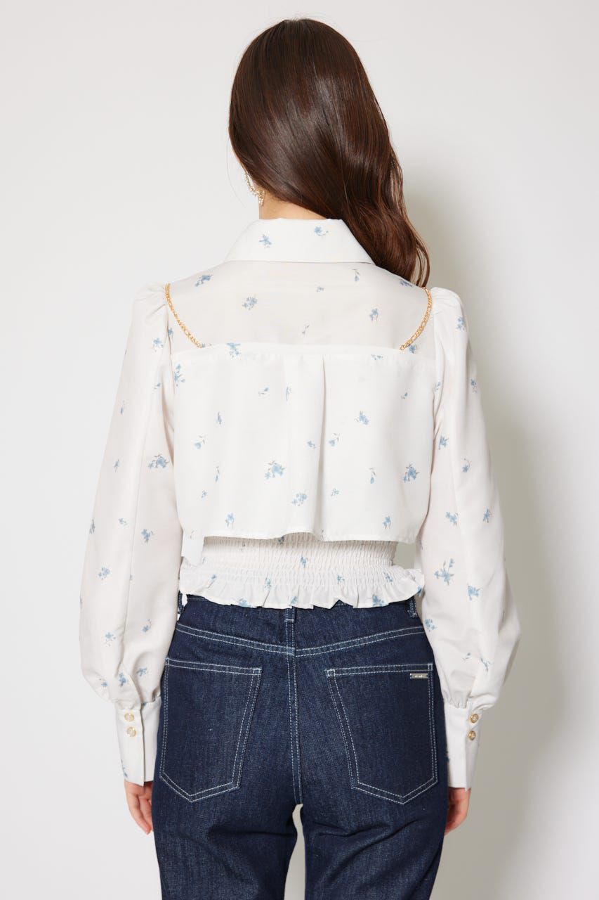 rienda「チェーンデザインシャーリングブラウス」|シャツ・ブラウス|