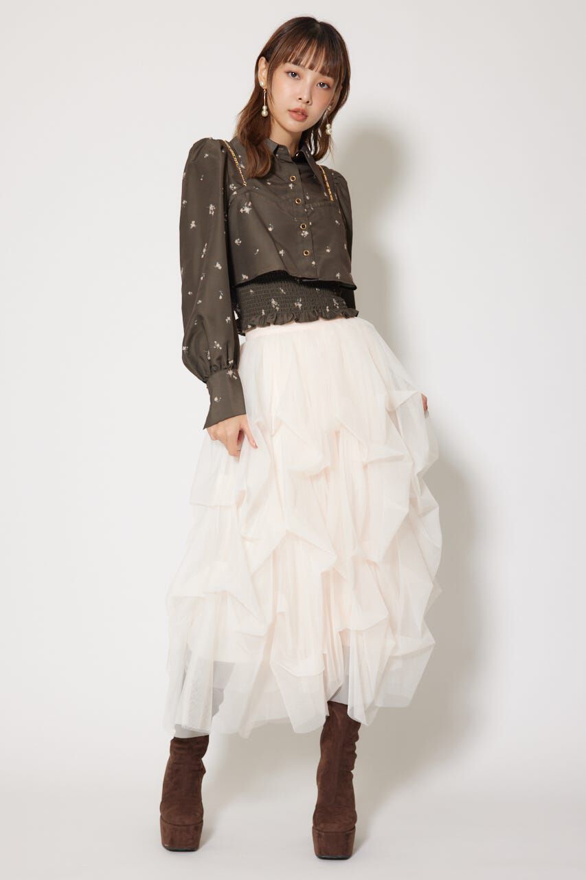 rienda「チェーンデザインシャーリングブラウス」|シャツ・ブラウス|