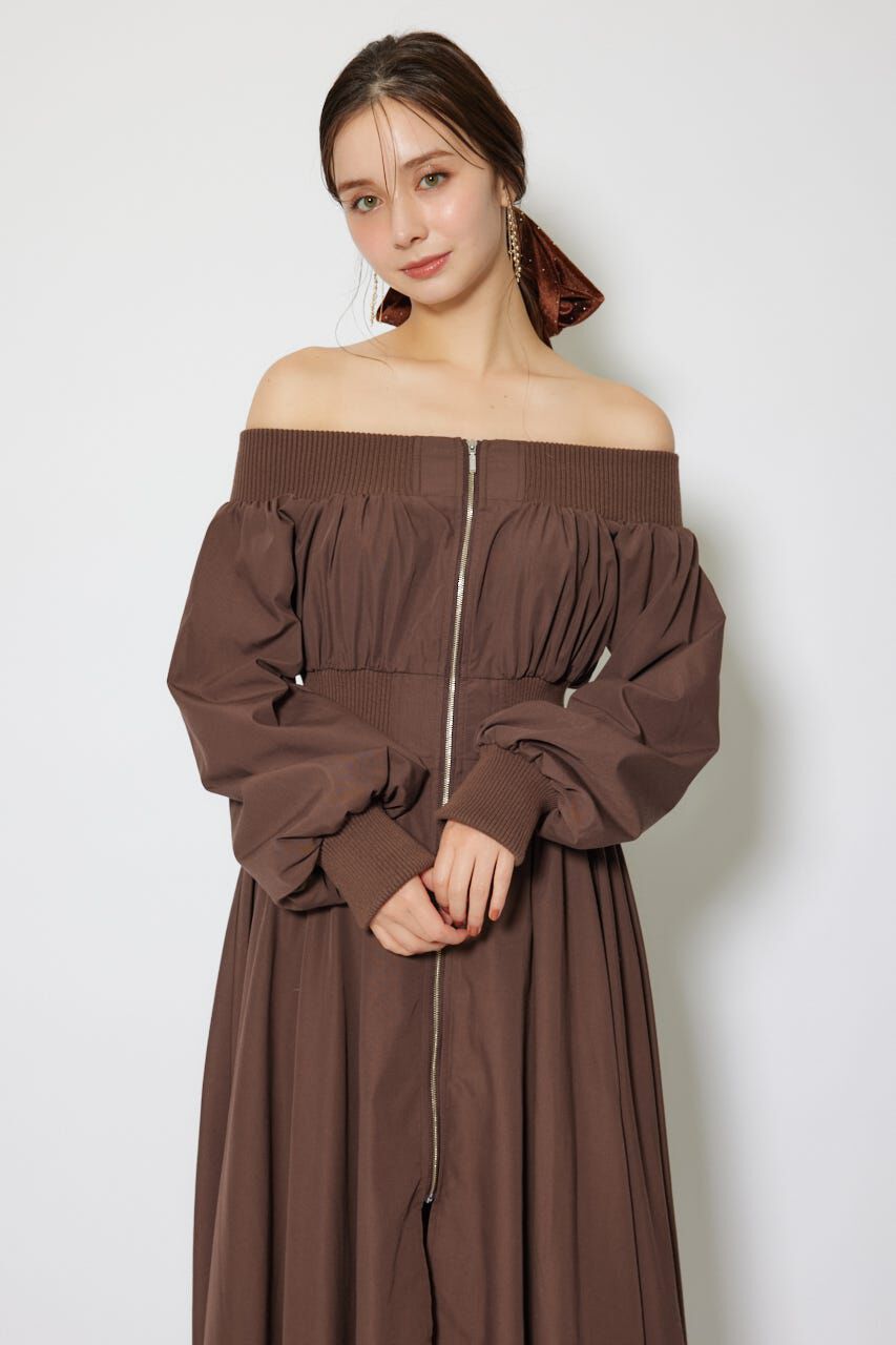 rienda「MA-1オフショルロングスリーブワンピース」|ワンピース|