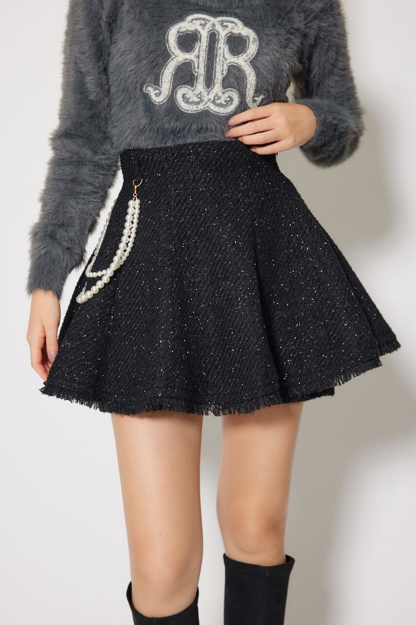 rienda「ツイードフレアスコートショートパンツ」|その他|BLK