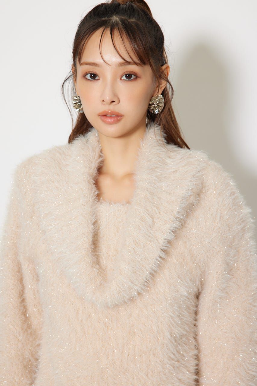 rienda「2WAYファーライクジャガードニットトップス」|ニット・セーター|