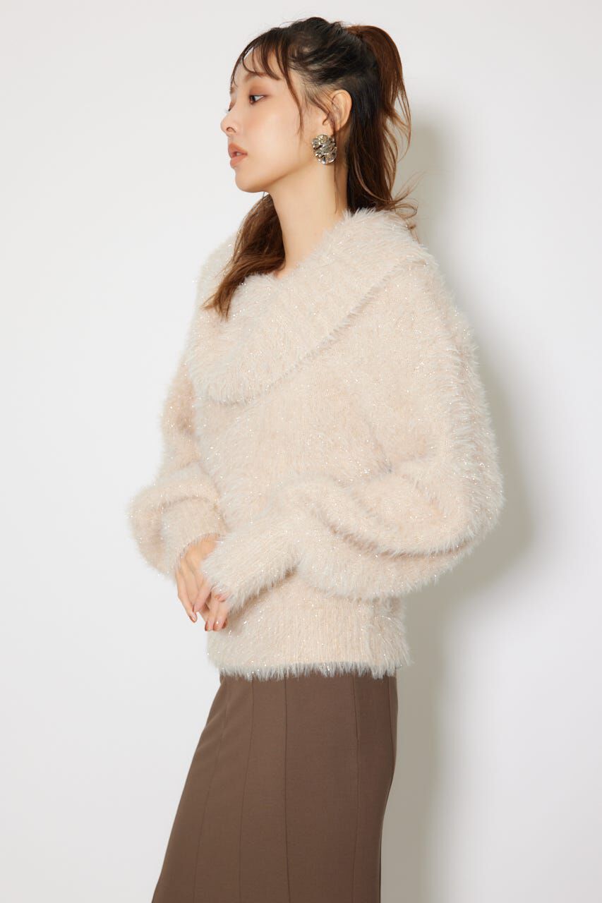 rienda「2WAYファーライクジャガードニットトップス」|ニット・セーター|