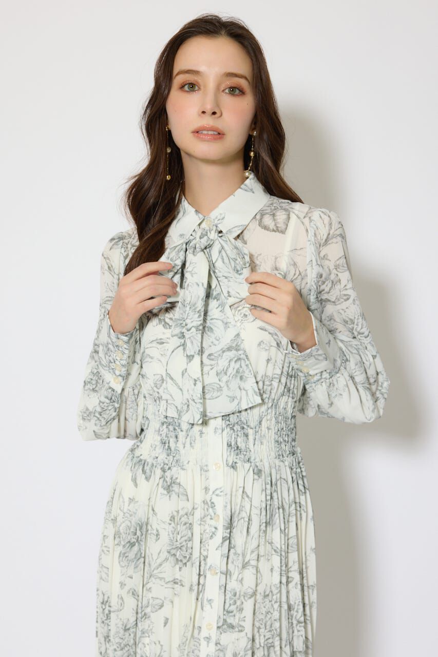 rienda「ラインフラワーボウタイワンピース」|ワンピース|