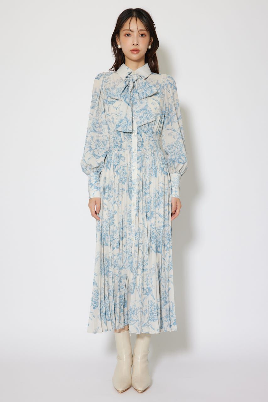 rienda「ラインフラワーボウタイワンピース」|ワンピース|