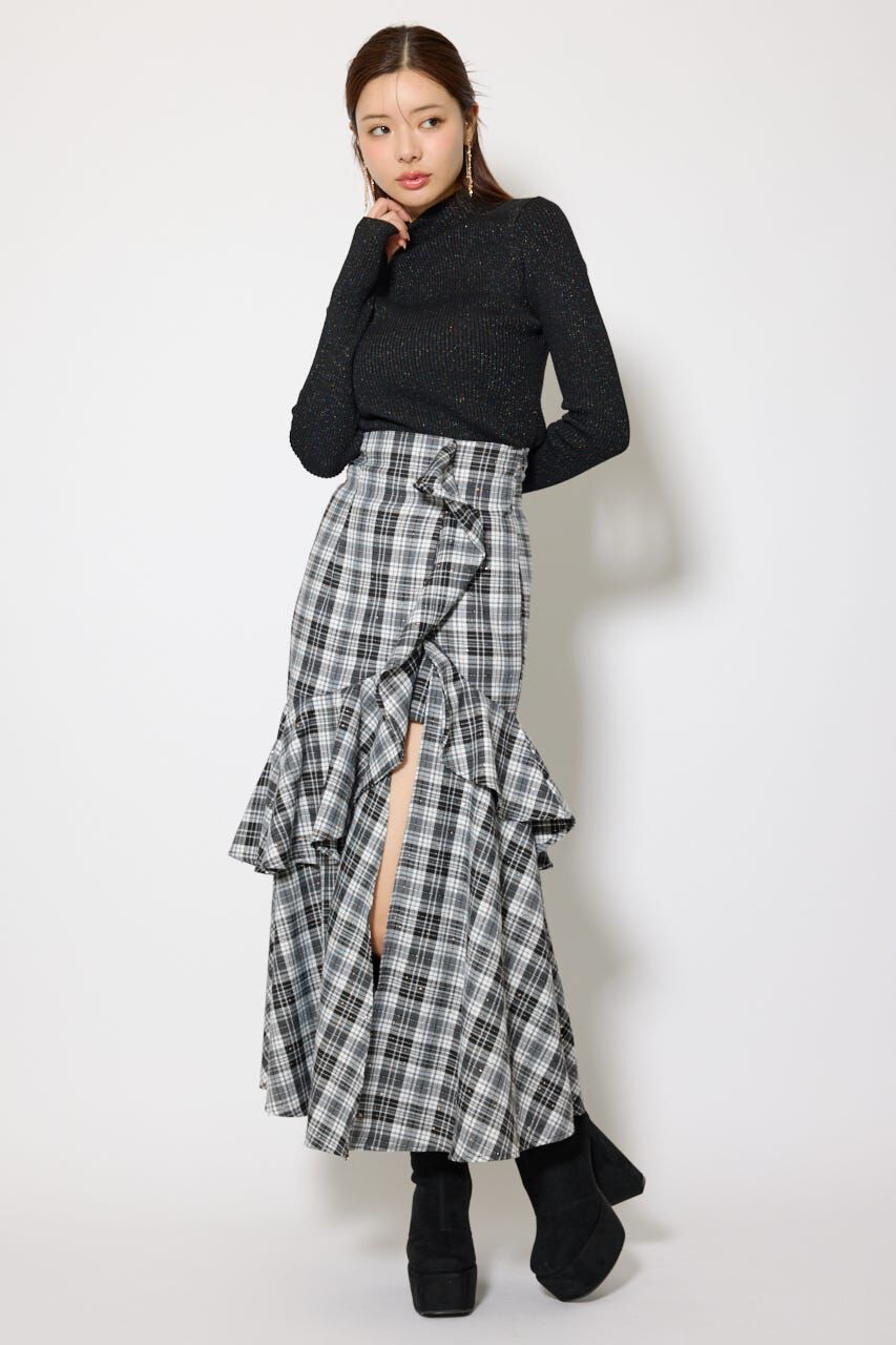 rienda「チェックフリルスリットスコートショートパンツ」|その他|