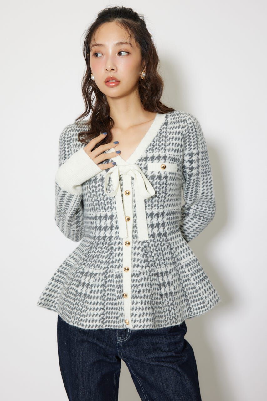rienda「2WAYペプラムジャガードニットカーディガントップス」|ニット・セーター|