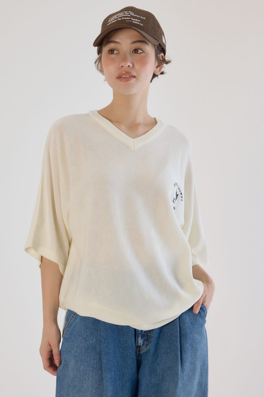 RODEO CROWNS「BIG LOGO5分袖ニットトップス」|ニット・セーター|